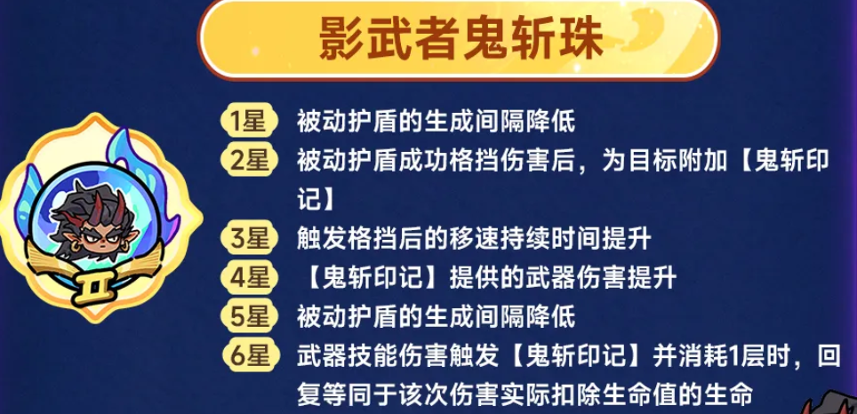 鬼斩珠专属天赋星级效果说明图